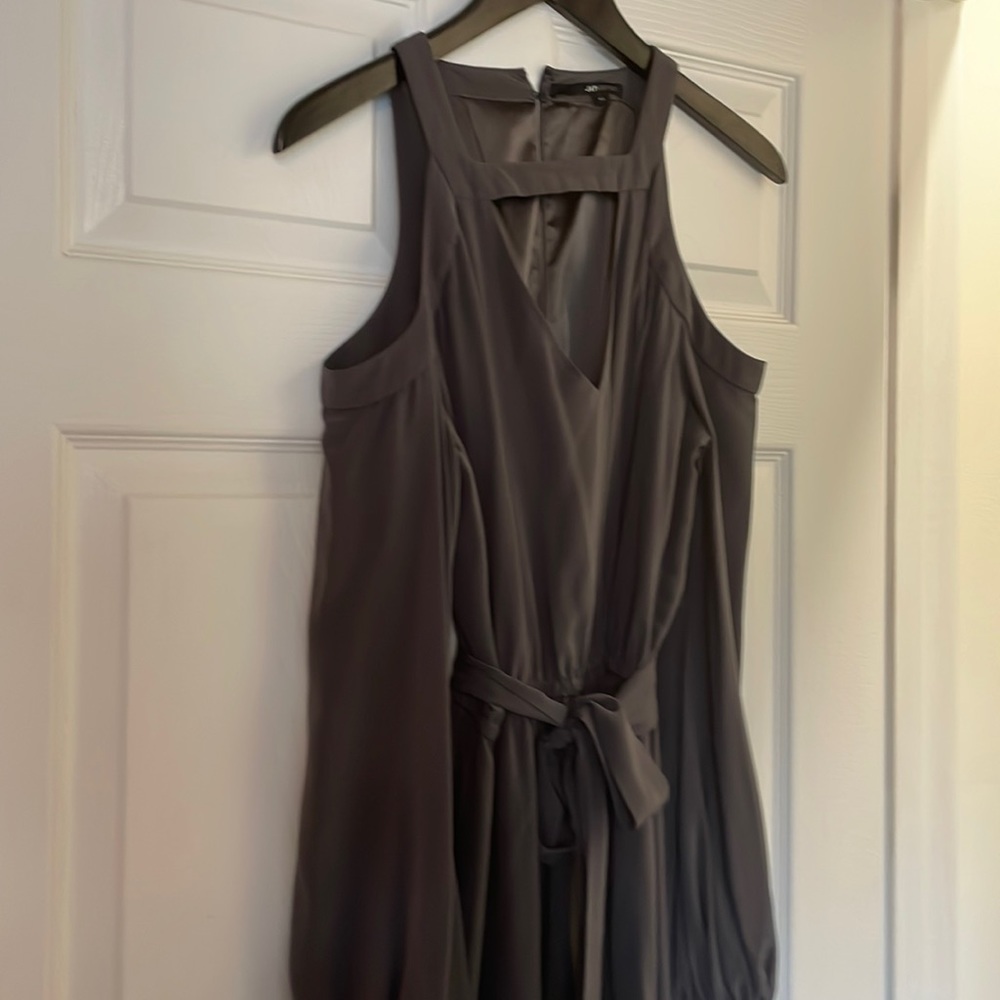 Jay Godfrey Long Sleeve Cold Shoulder Gown Sz 10 Gray